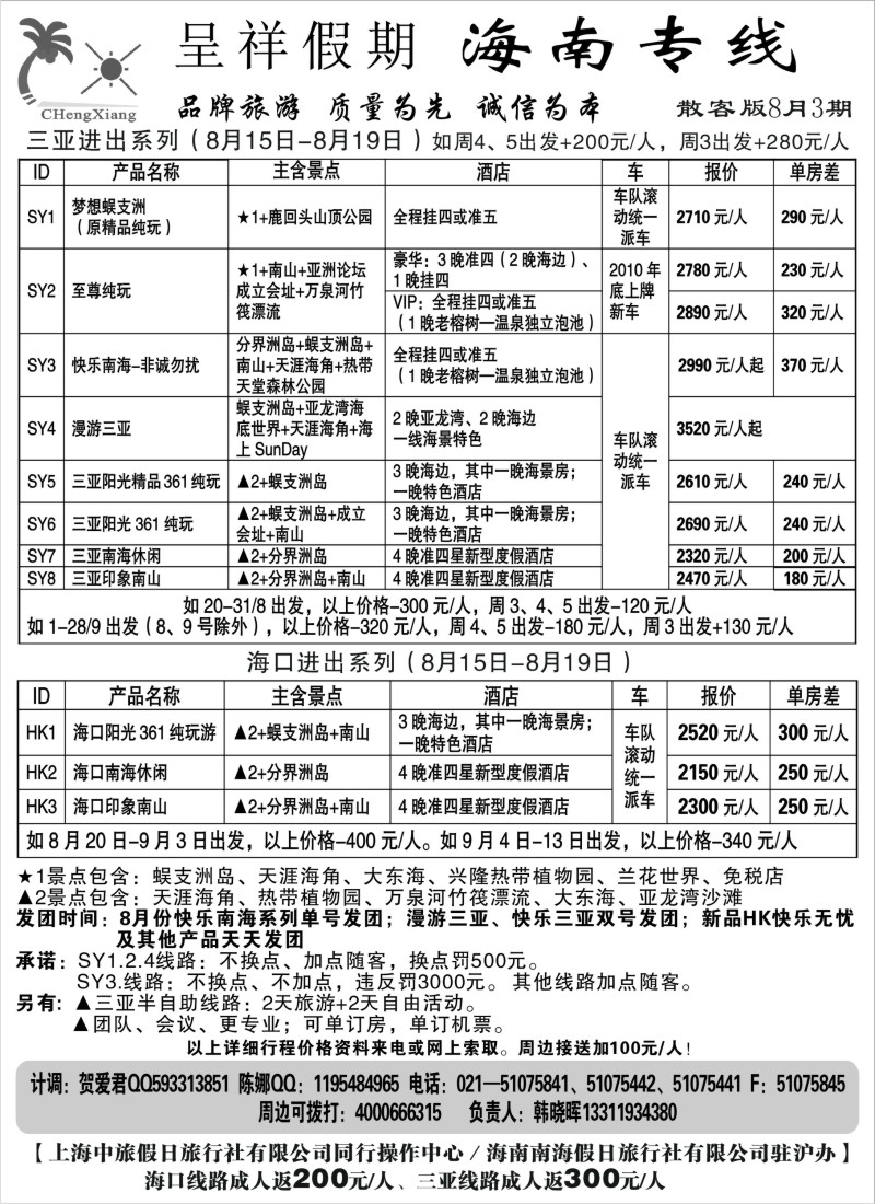 c60 呈祥假期--海南游