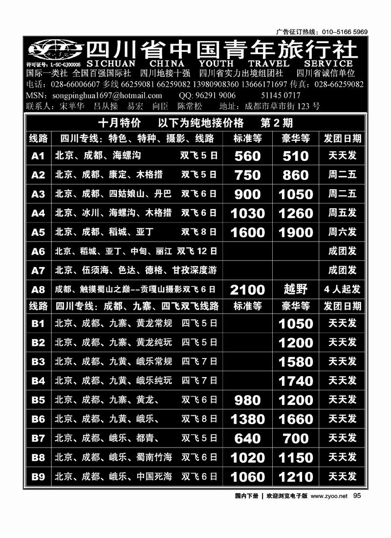 四川省中国青年旅行社     吕总  右手页  前3位95