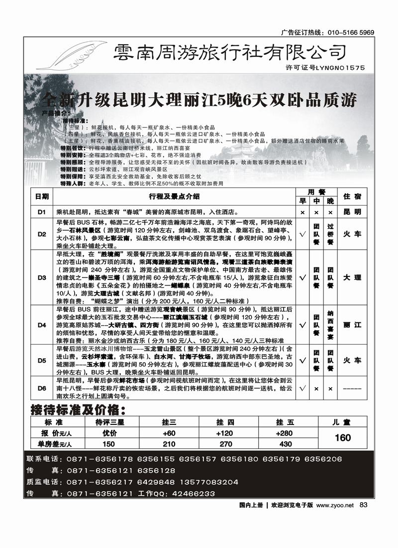 云南周游旅行社·昆、大、丽品质专线