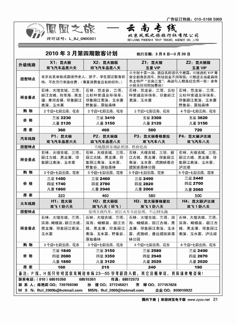 凤凰之旅·云南专线（前六位）