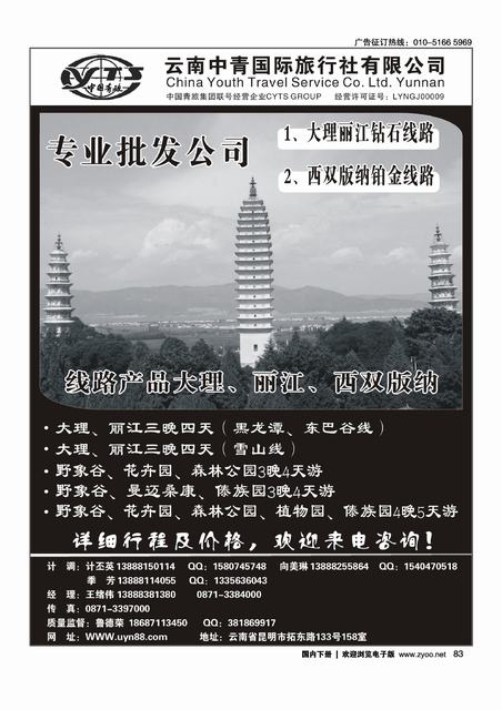 云南中青国际旅行社—昆大丽专线