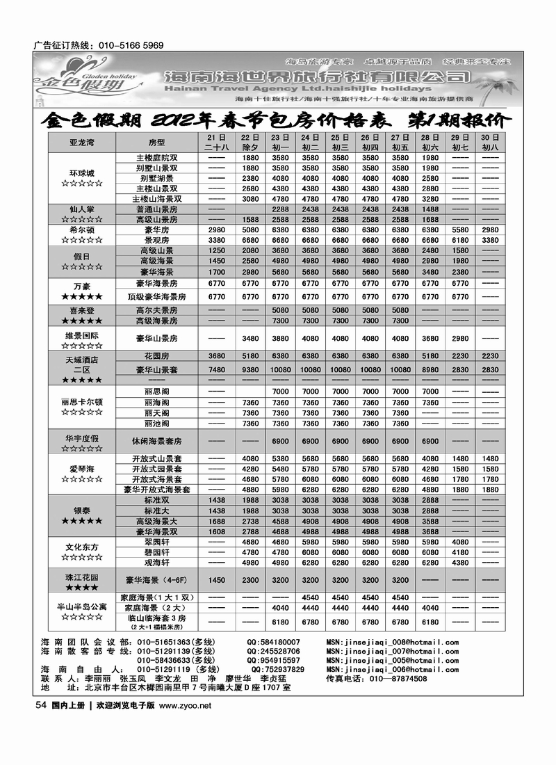 金色假期-海南海世界旅行社２