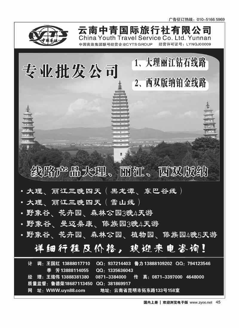 云南中青国际旅行社—昆大丽专线