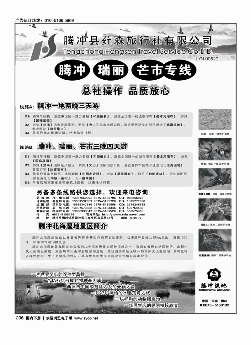 236云南腾冲荭森旅行社-腾冲、瑞丽、芒市专线