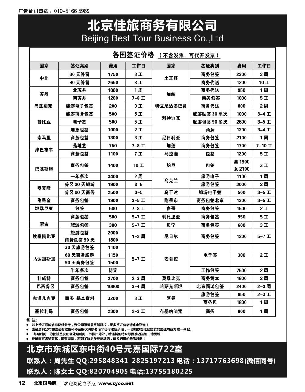 12佳旅商务旅游各国签证