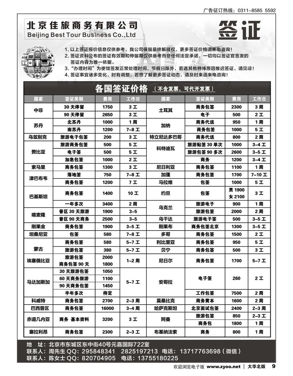09 佳旅商务旅游各国签证