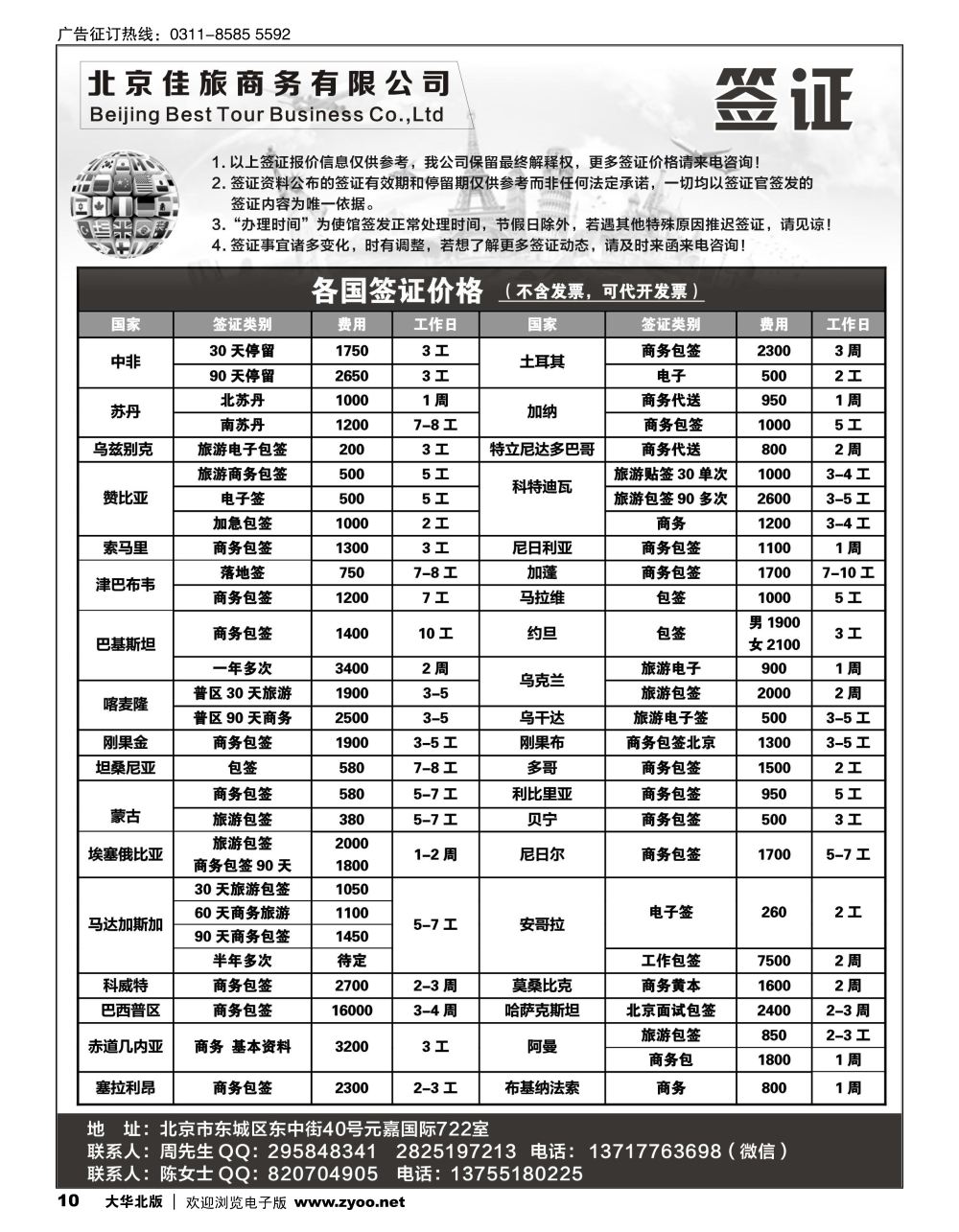 10 佳旅商务旅游各国签证