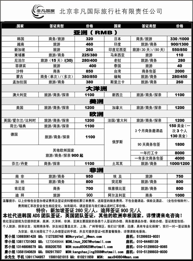 非凡国旅签证部