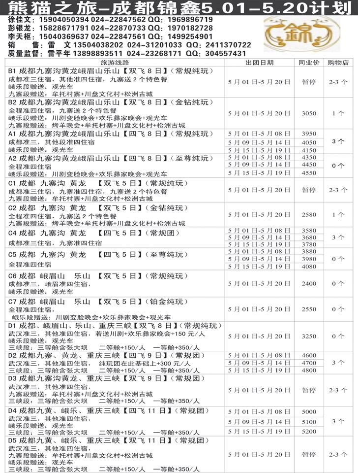 熊猫之旅—成都锦鑫旅行社1