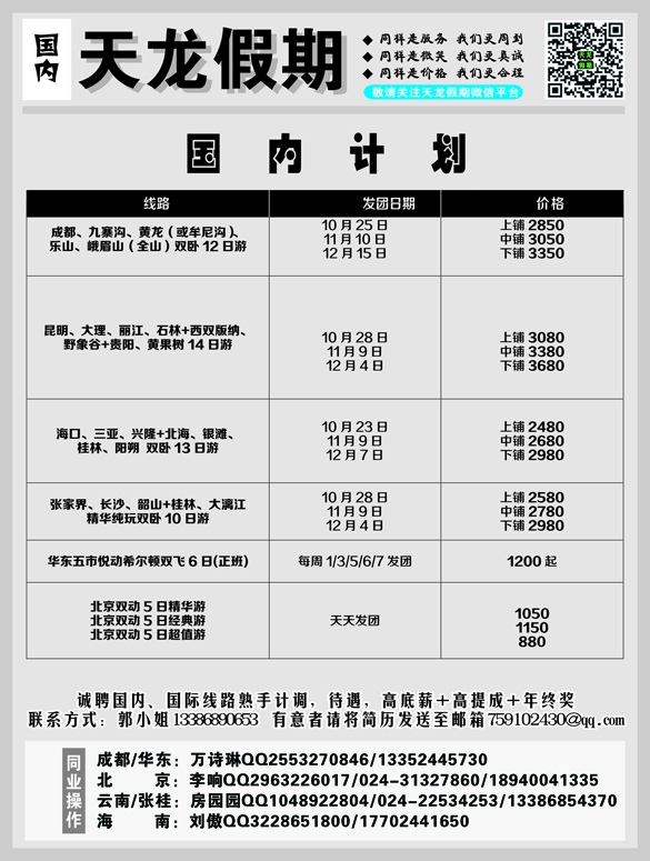 a黑1 天龙假期-国内1
