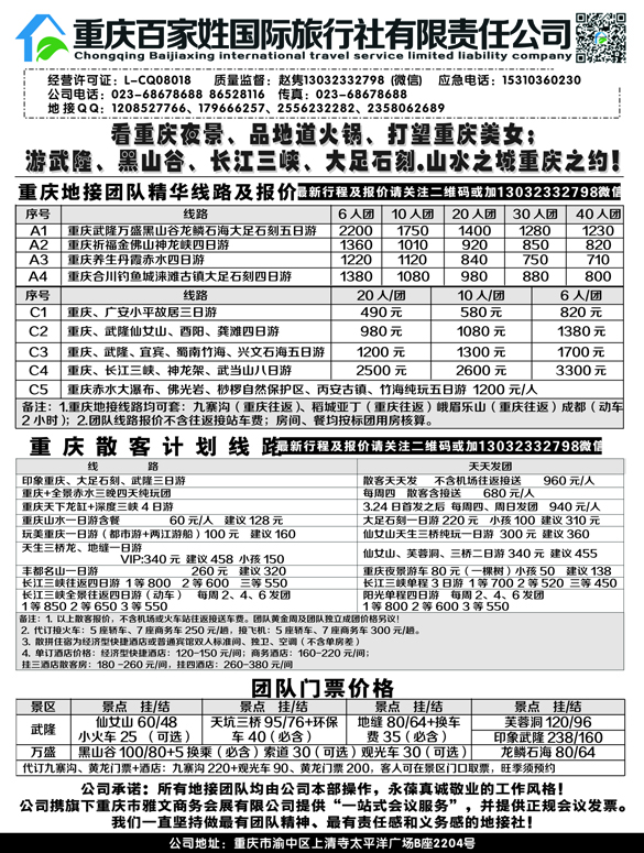 B黑-08重庆百家姓国际旅行社