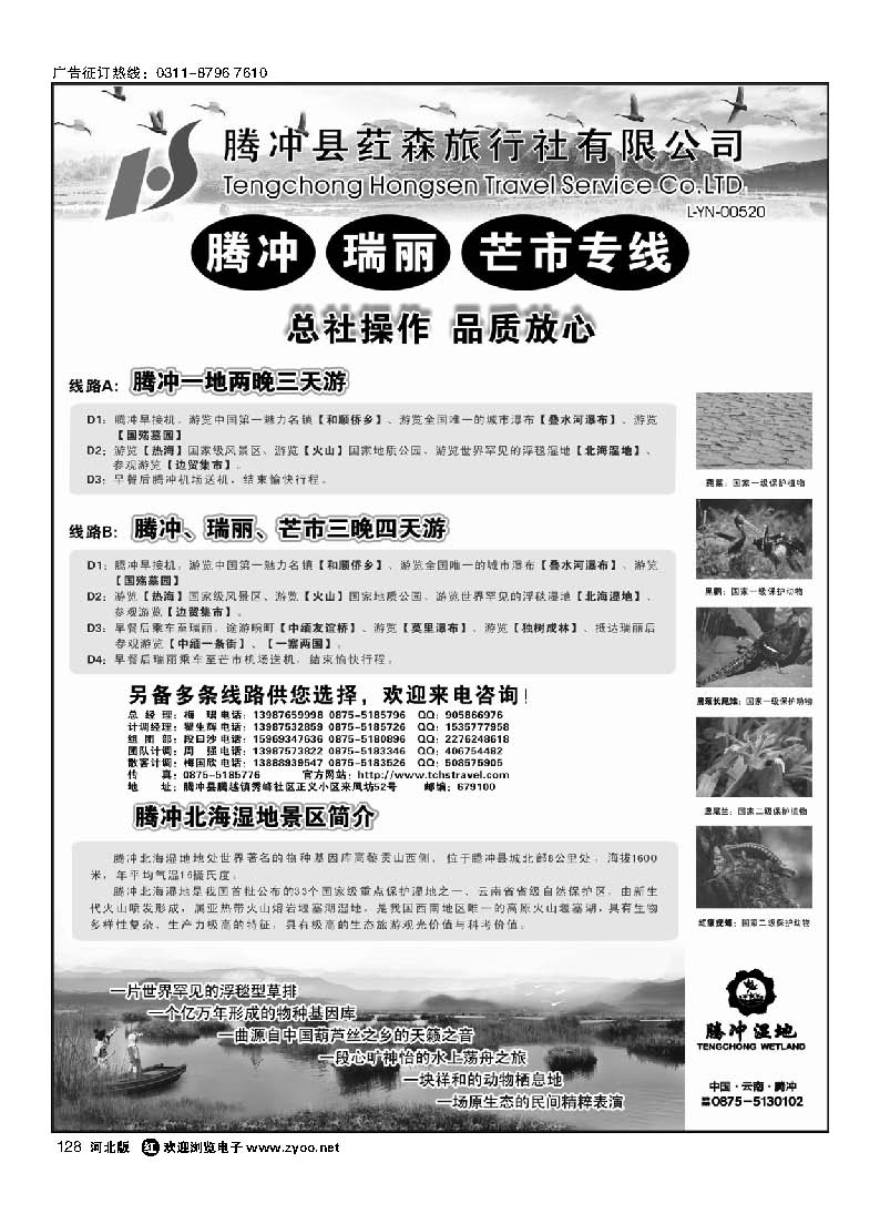 128 云南腾冲荭森旅行社-腾冲、瑞丽、芒市专线