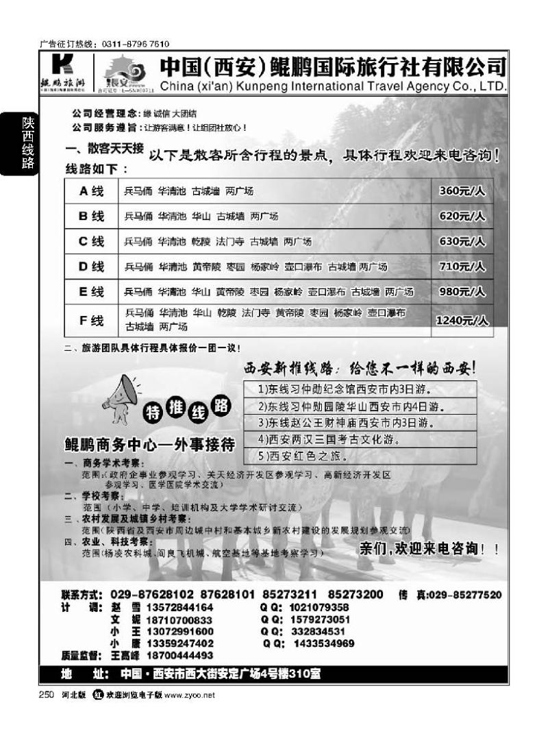 250 西安鲲鹏国际旅行社