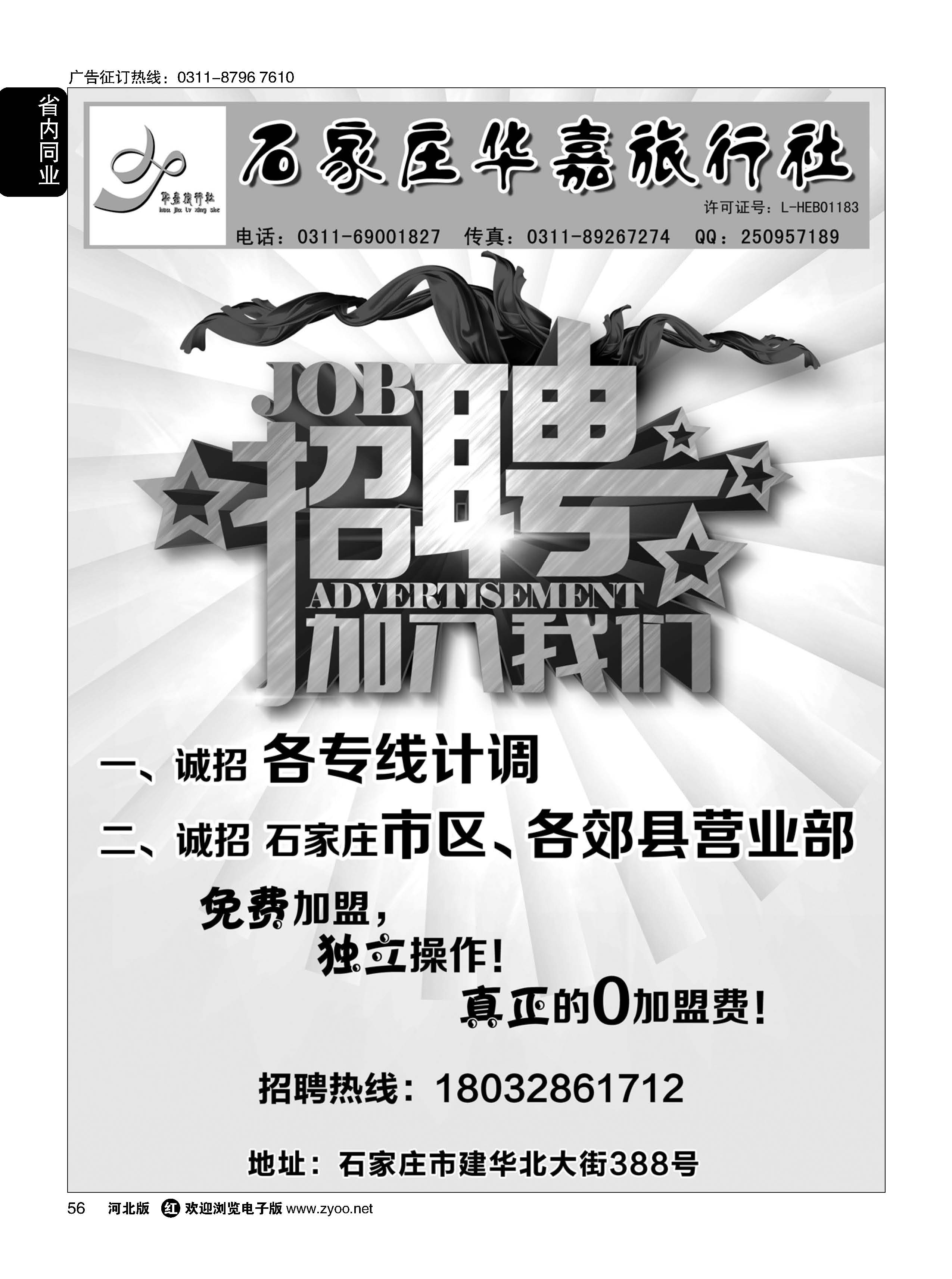 56 华嘉旅行社·招聘信息 
