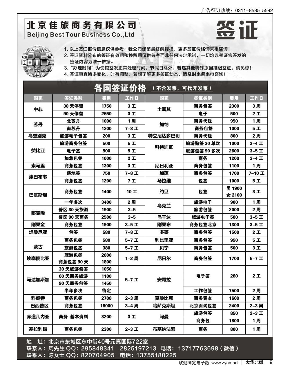 09 佳旅商务旅游各国签证