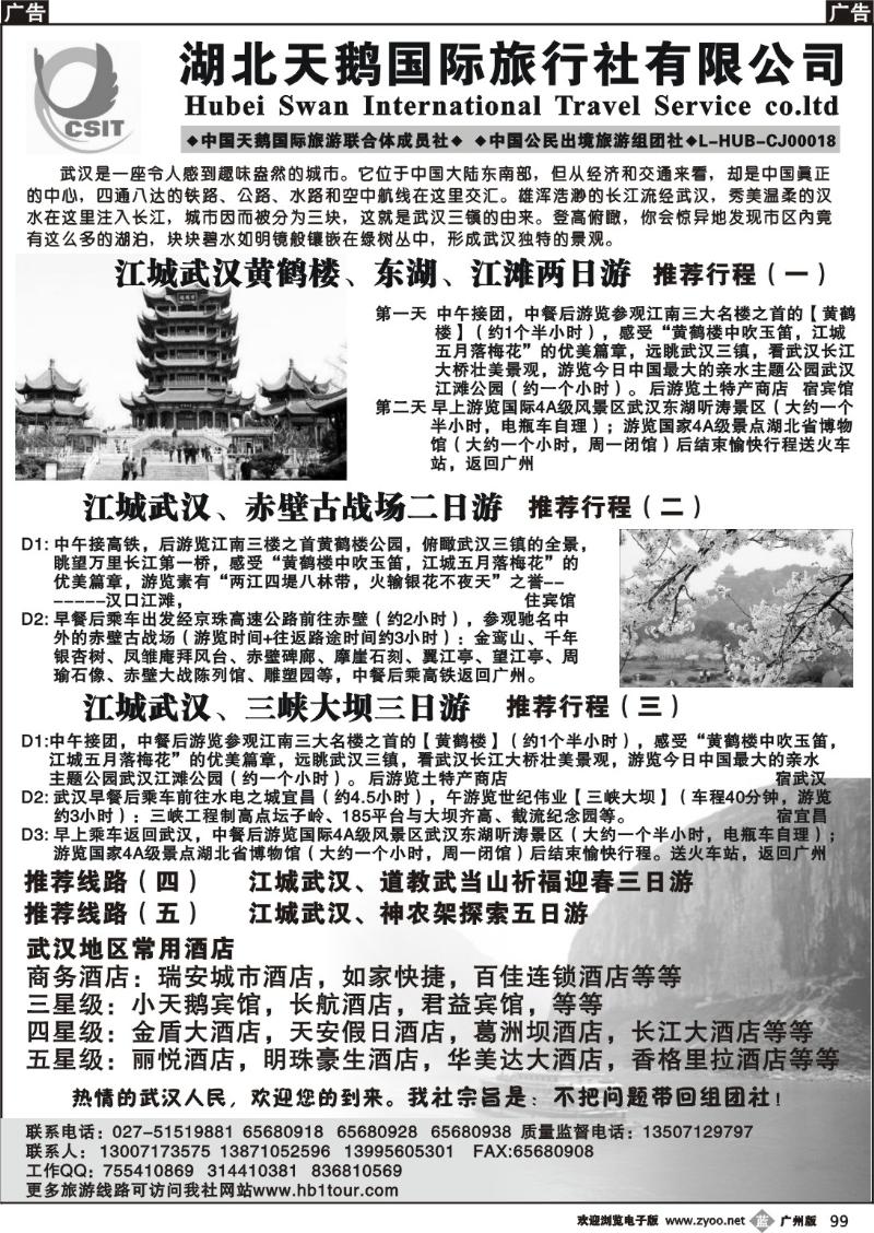 b099 湖北天鹅国际旅行社有限公司