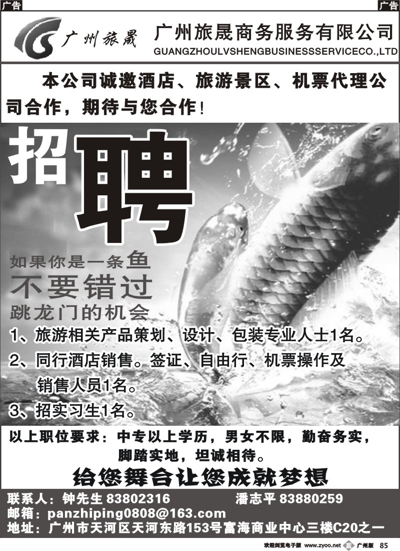 b085 广州旅晟商务--招聘