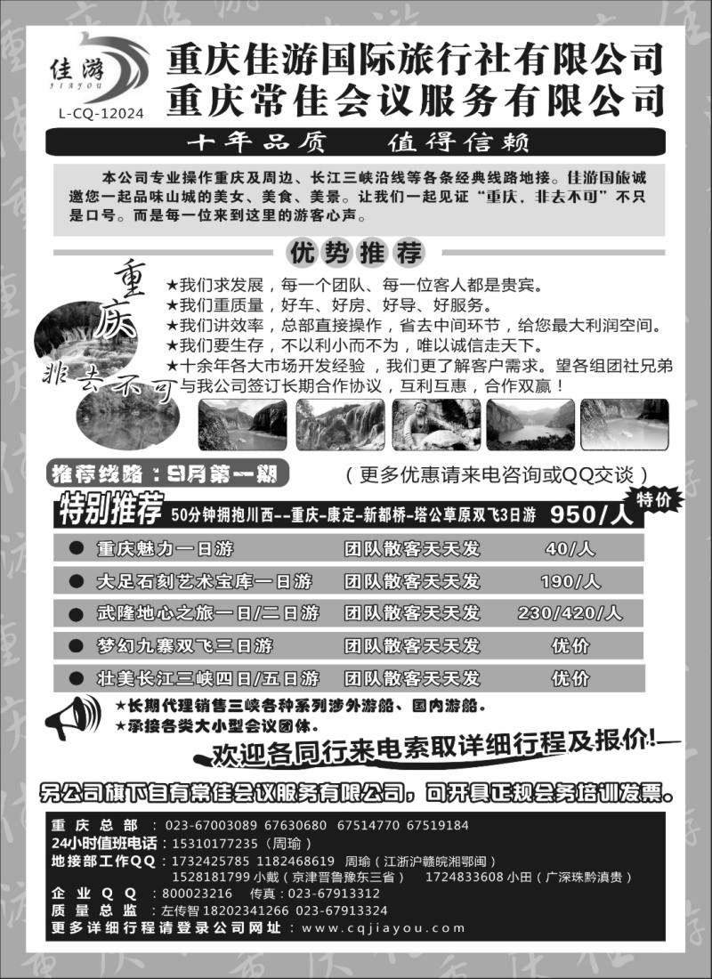 b133 重庆佳游国际旅行社有限公司