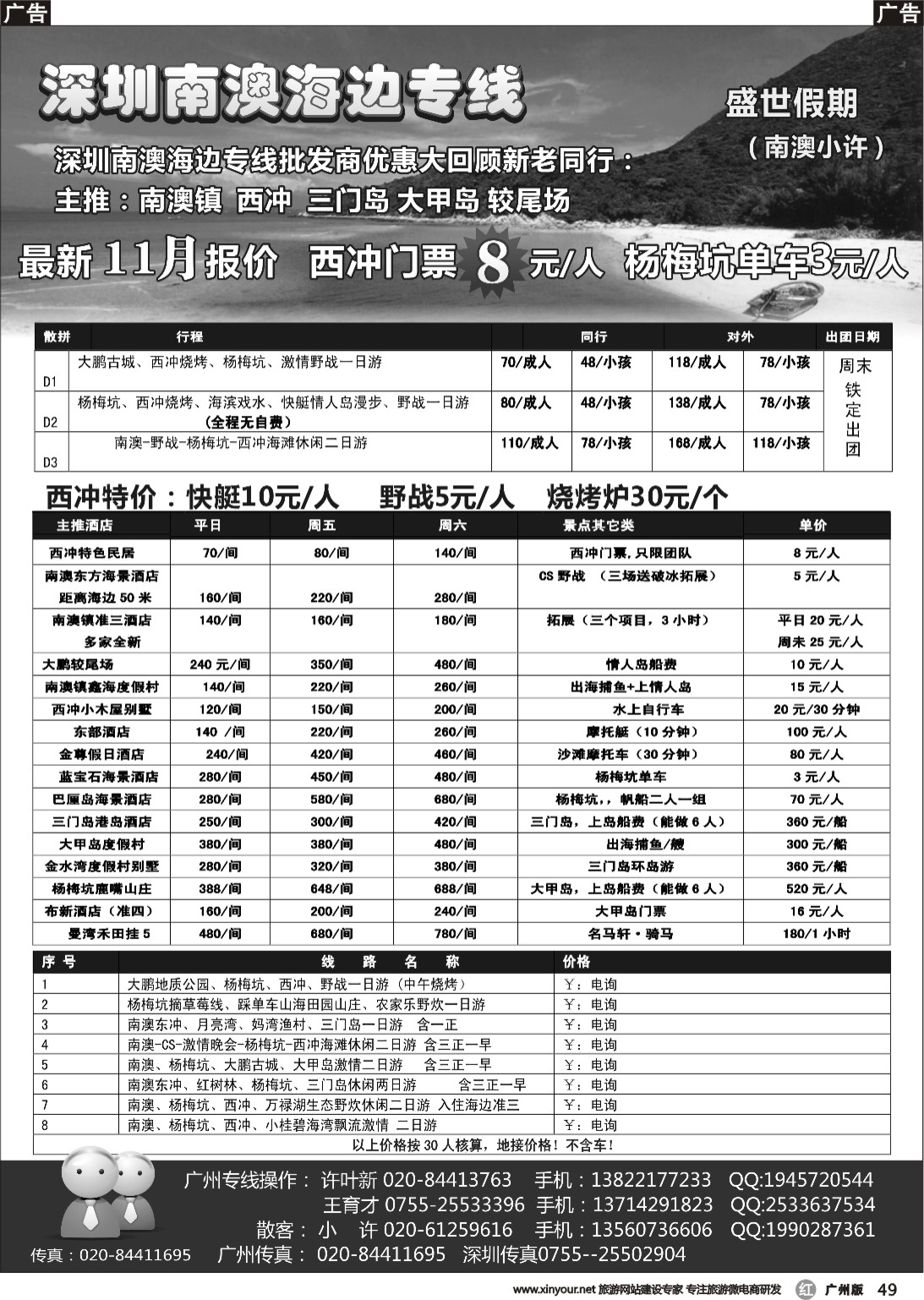 r049 南澳-西冲-三门岛--较场尾 最新计划-南澳小许