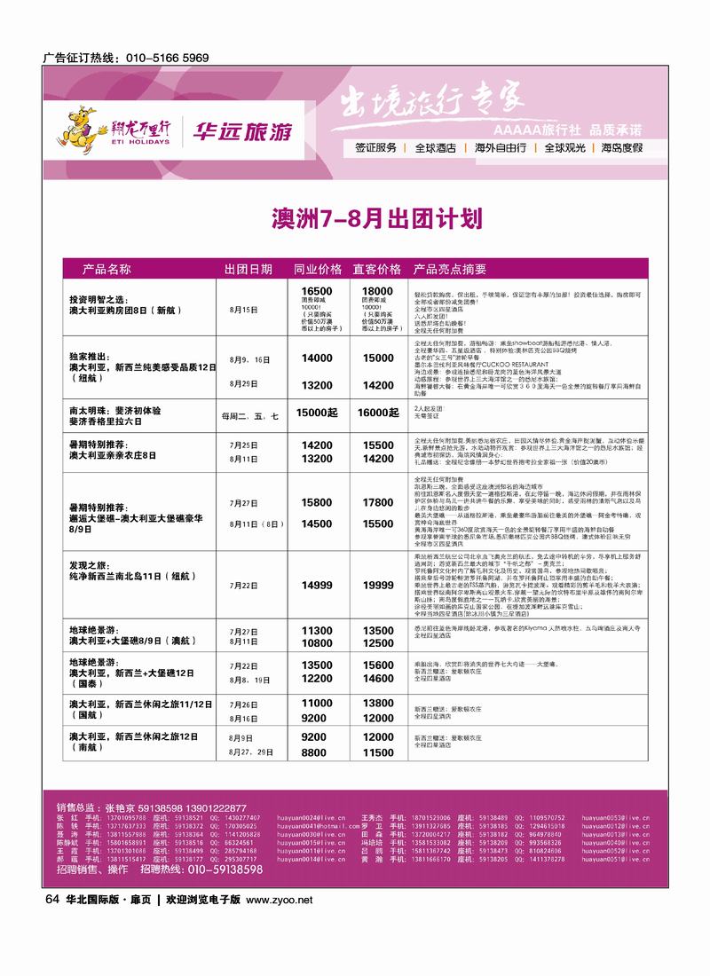 翔龙万里行-华远国际旅游有限公司4页：澳州、非、美州、欧1