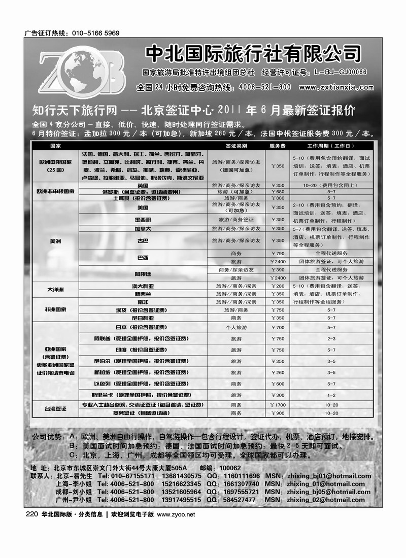 中北国旅·特价签证系列
