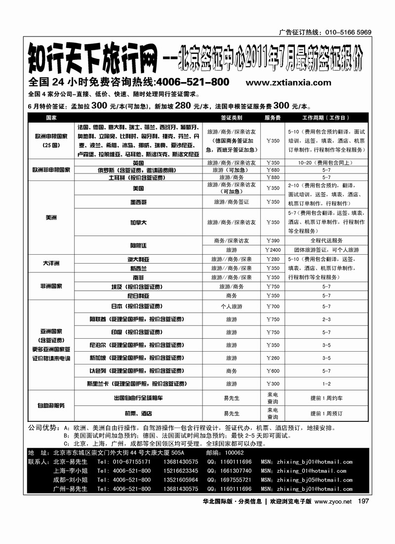 中北国旅·特价签证系列