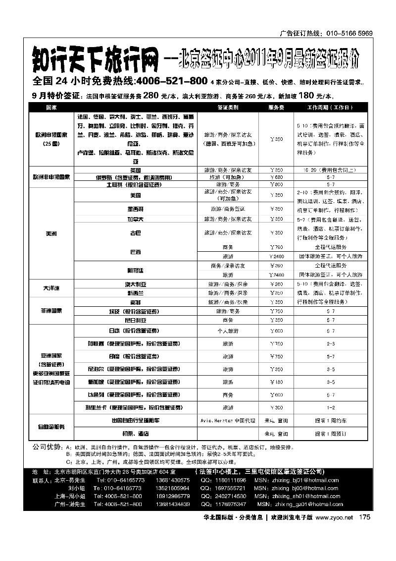 中北国旅·特价签证系列