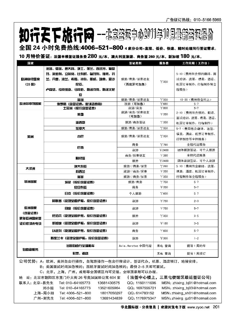 中北国旅·特价签证系列