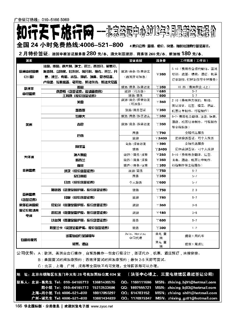 中北国旅·特价签证系列