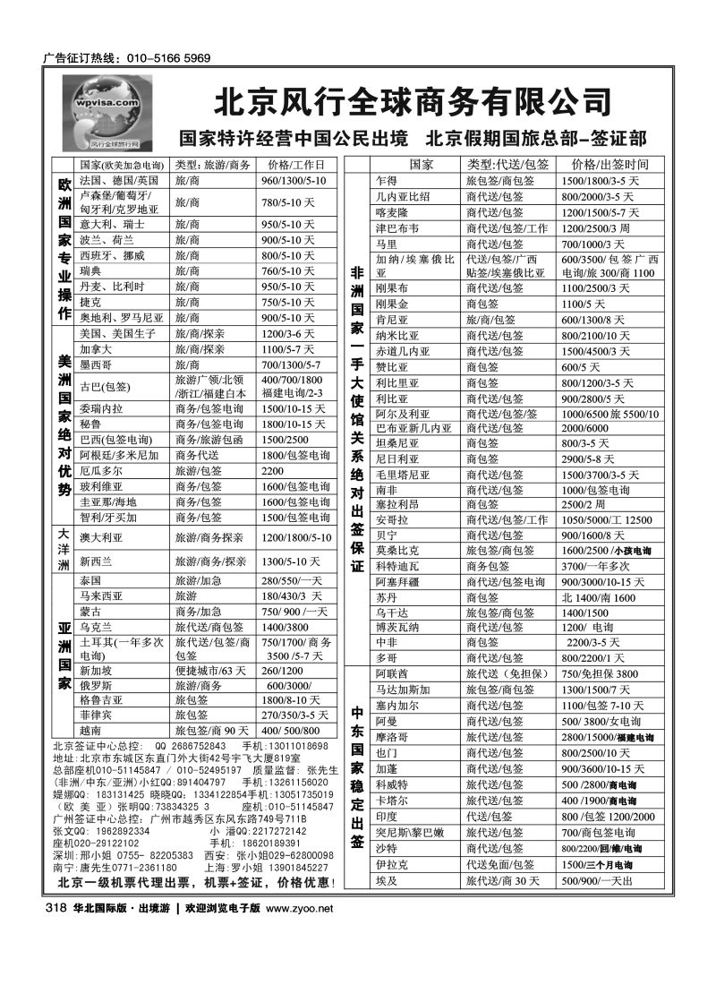 318 北京风行全球签证批发中心