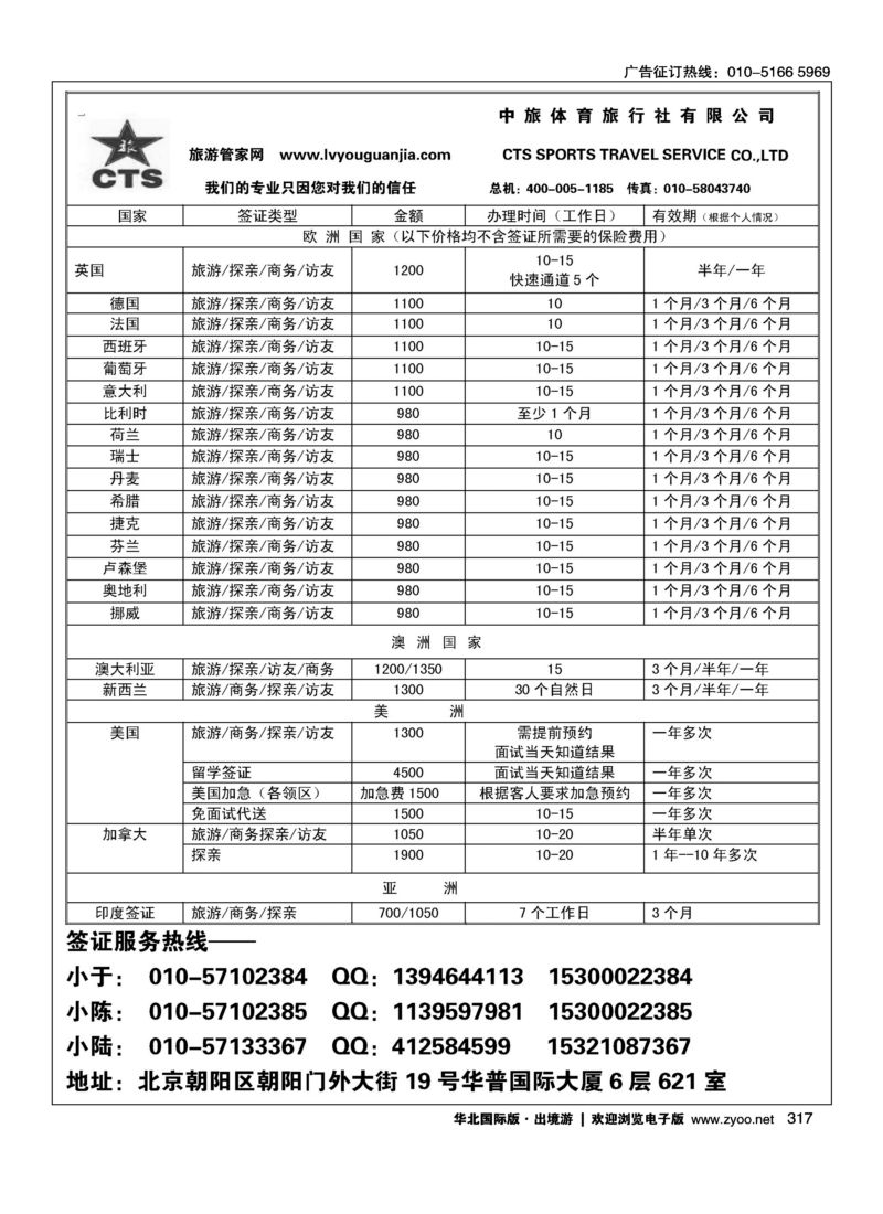 317 中旅体育·签证信息
