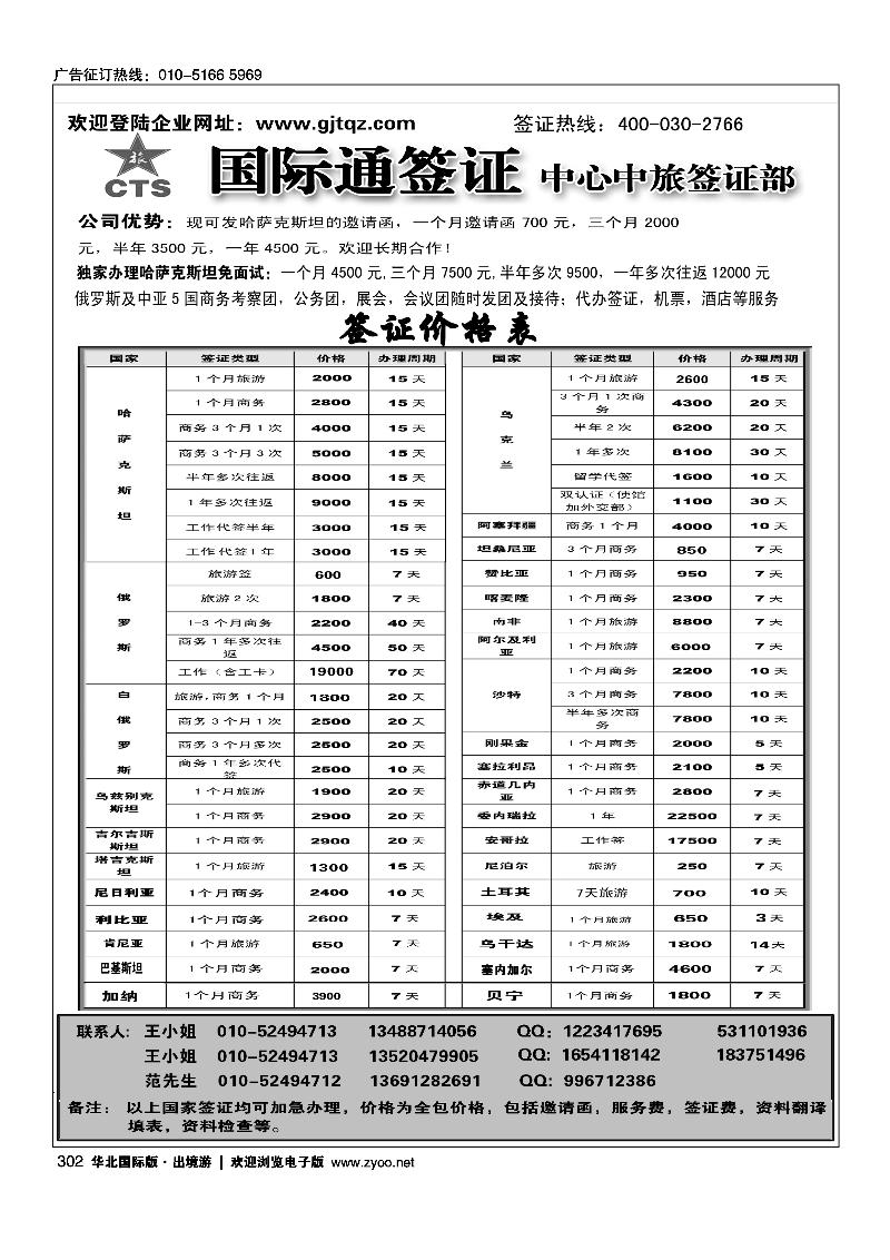 302国际通签证—中旅签证部