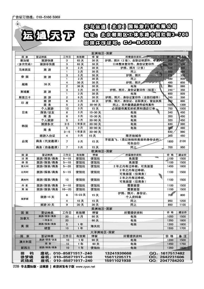 228特办北半球签证