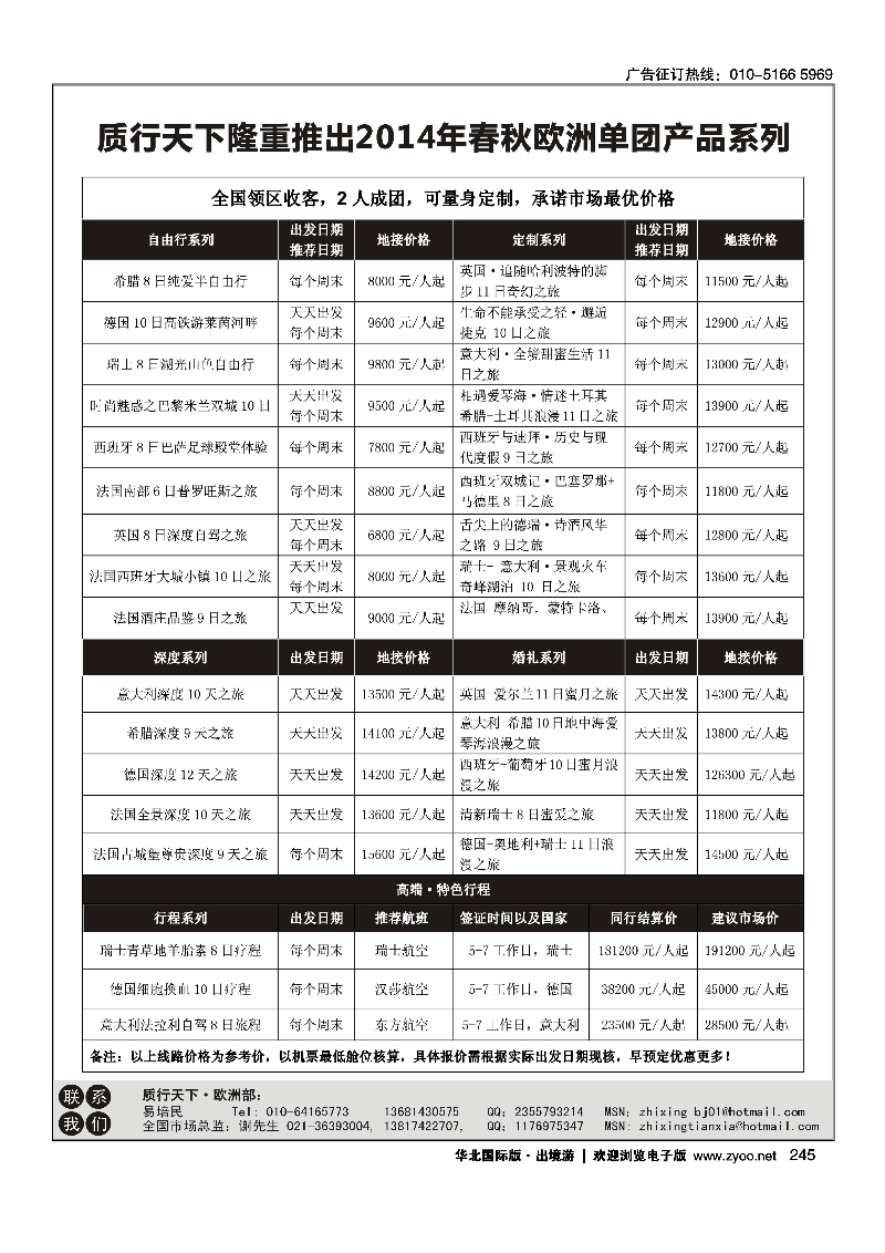 245质行天下-2014年春秋欧洲单团产品计划