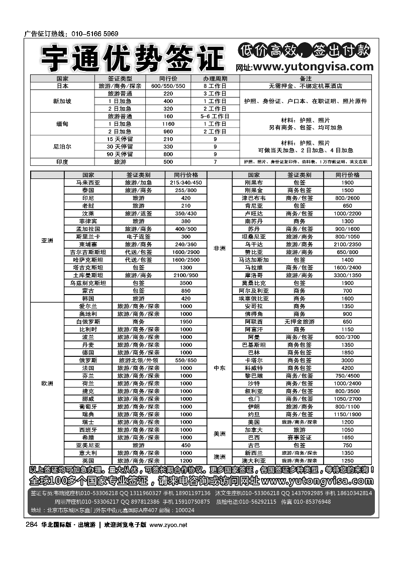 284宇通签证