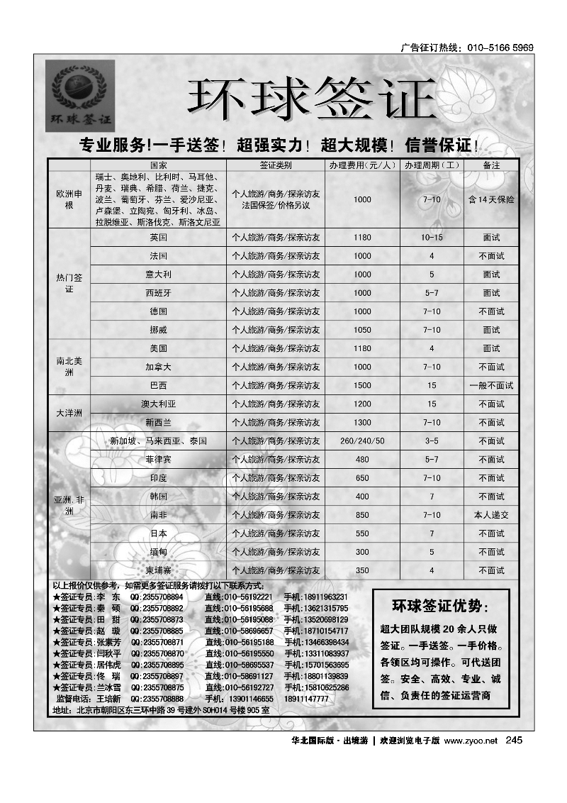 245环球签证