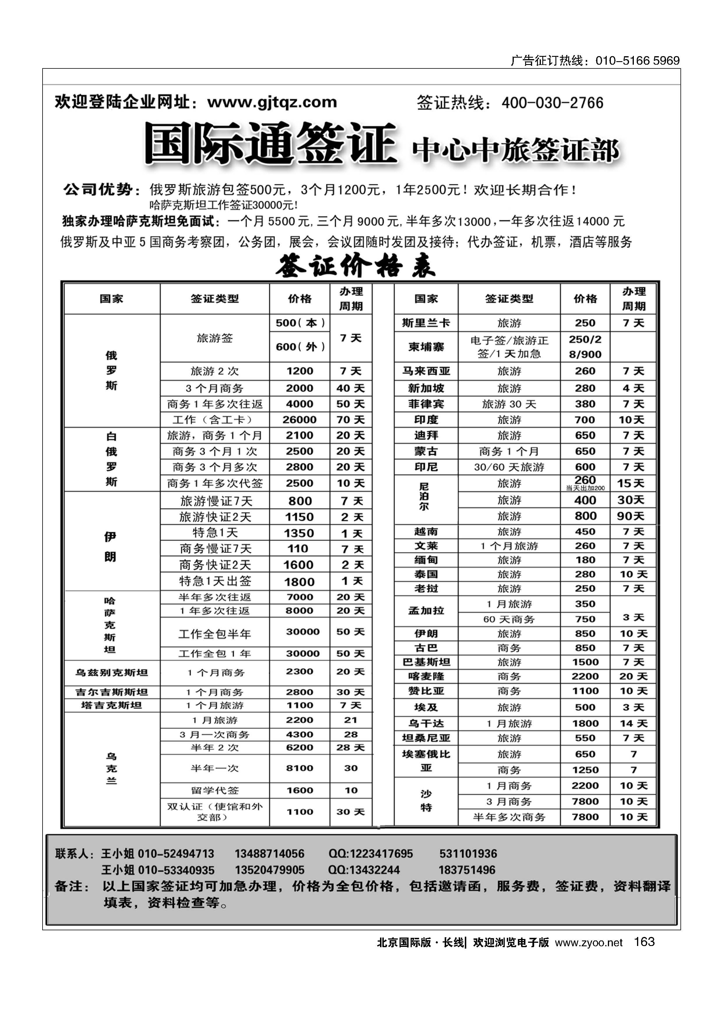 163国际通签证—中旅签证部