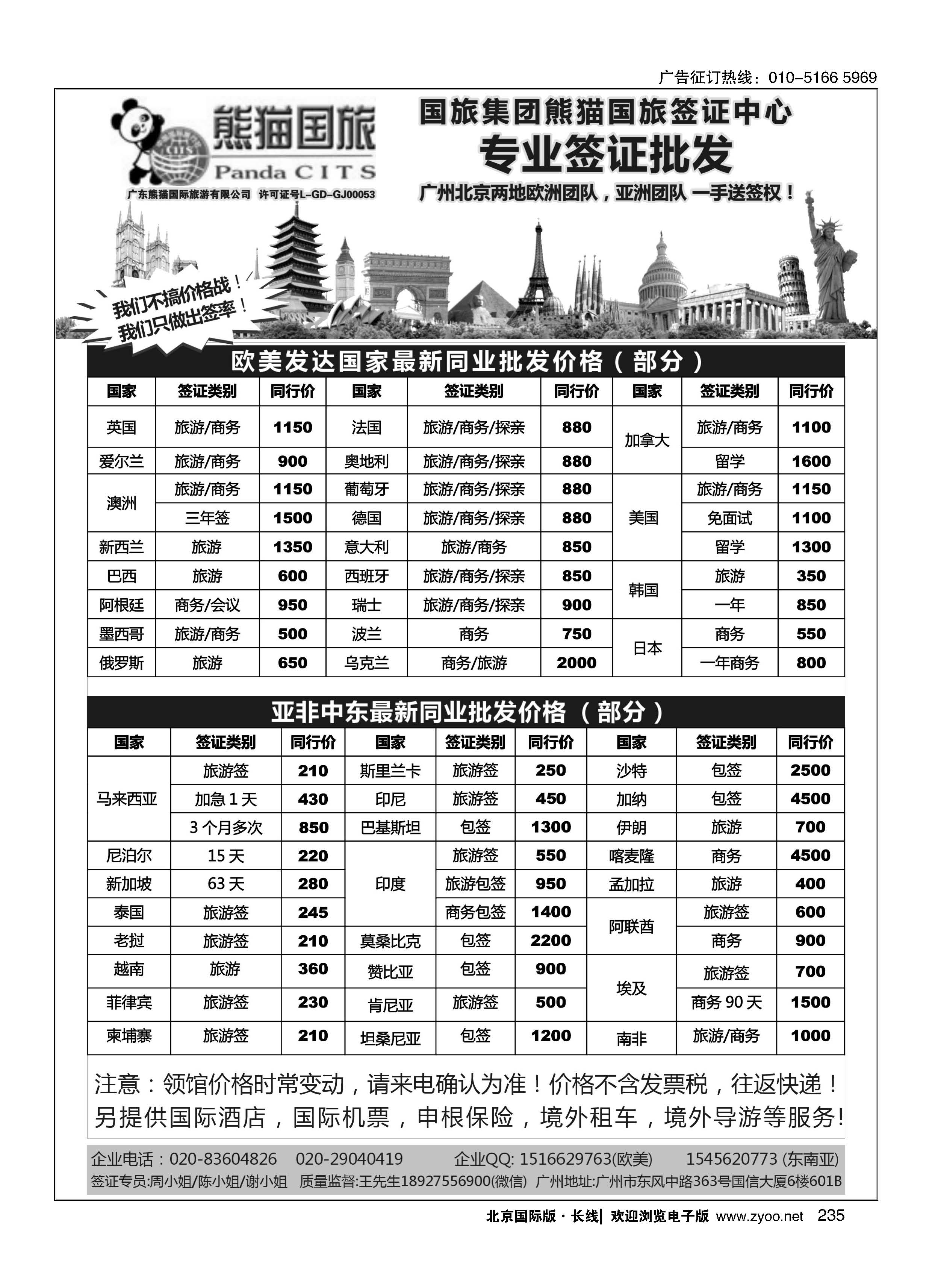 235全球签证批发--熊猫国旅签证中心