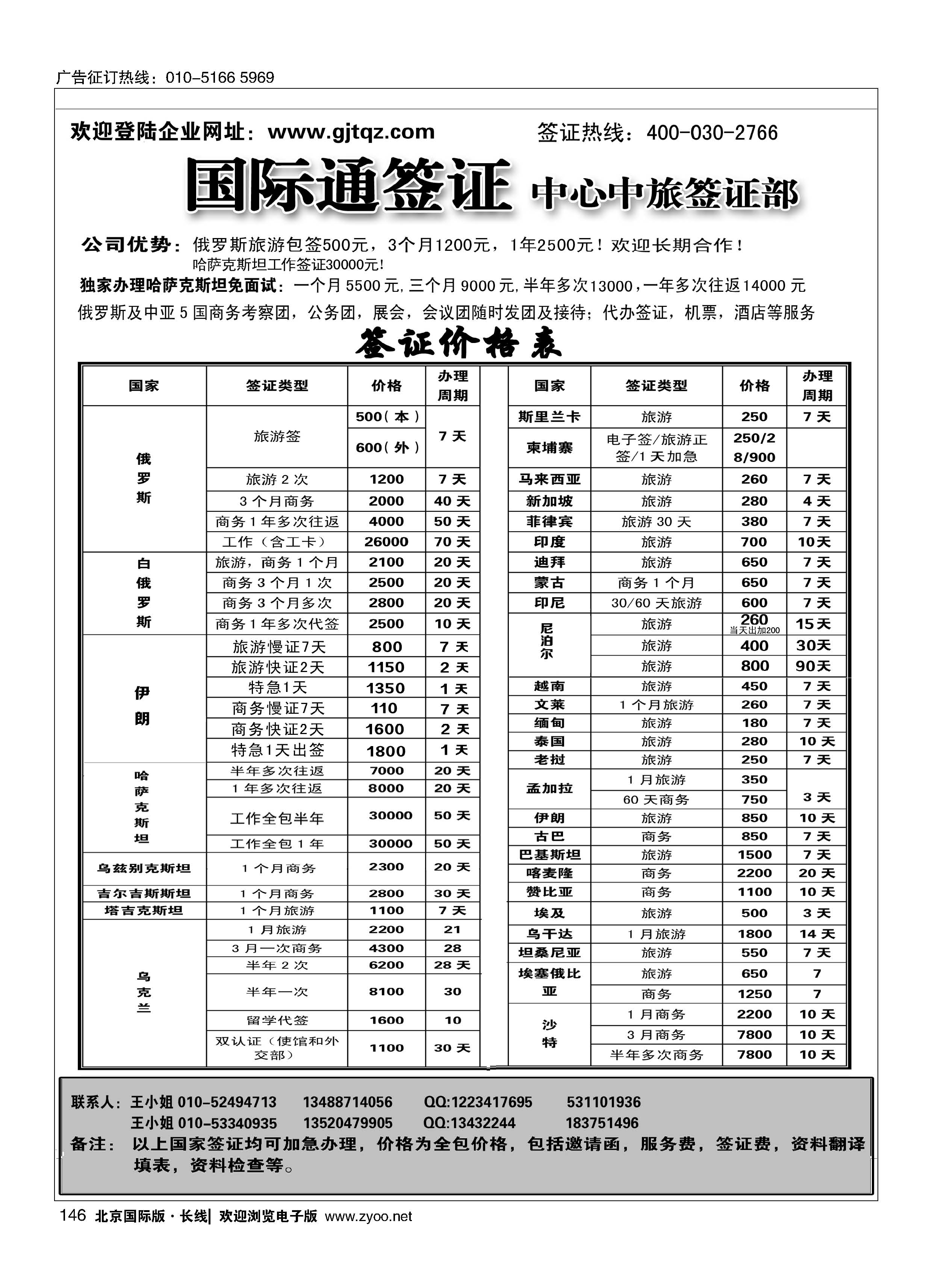 146国际通签证—中旅签证部