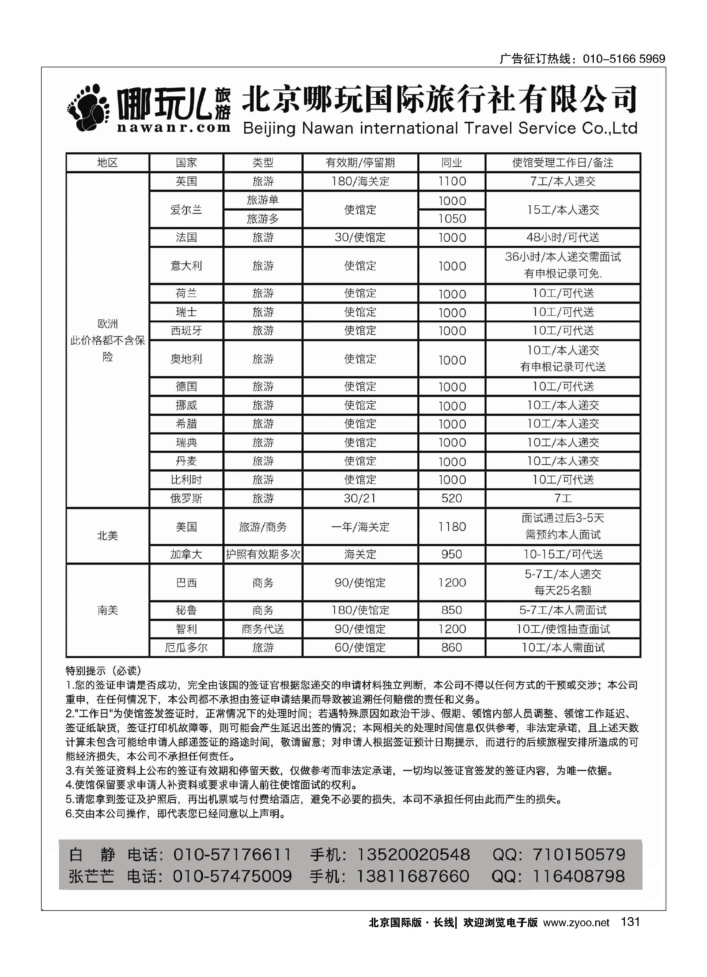 131北京哪玩国际旅行社签证