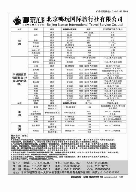 131北京哪玩国际旅行社签证