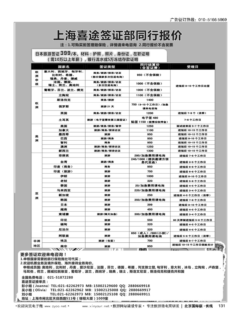 131上海喜途签证