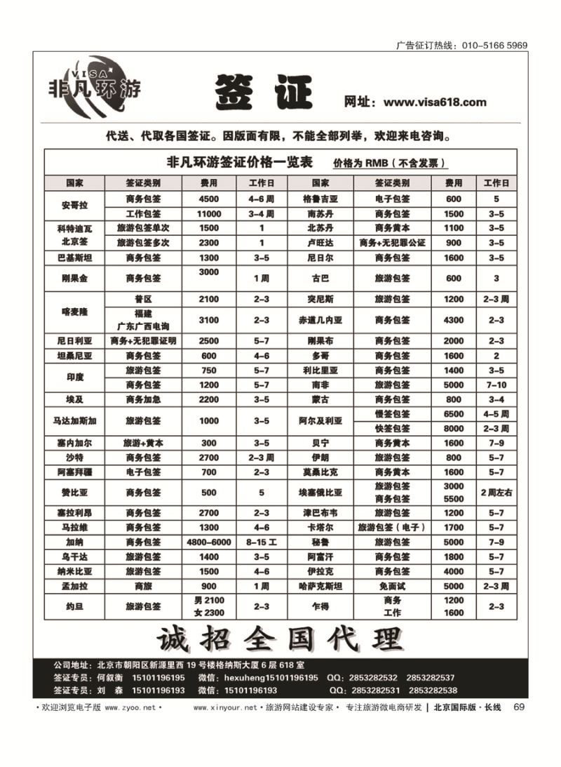 69非凡环游签证
