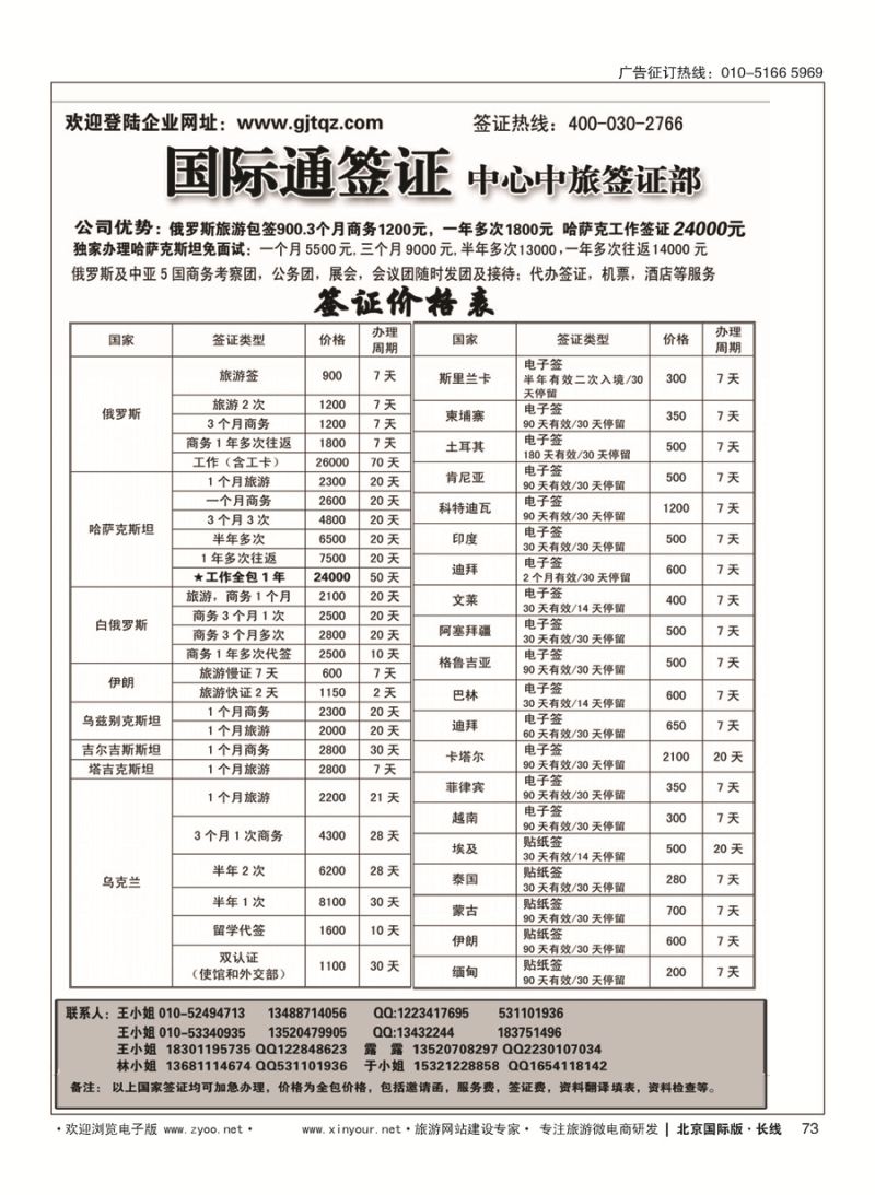 73国际通签证—中旅签证部