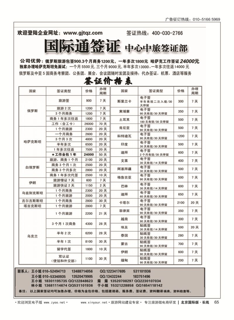 65国际通签证—中旅签证部