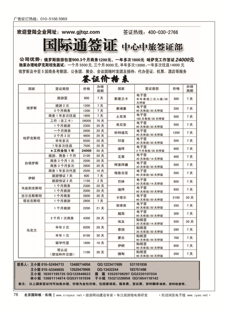78国际通签证—中旅签证部