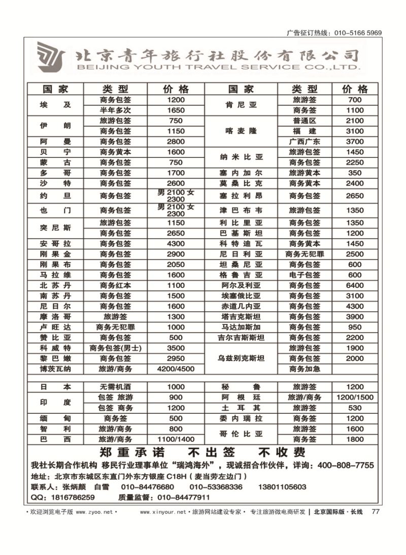 77北青旅签证部