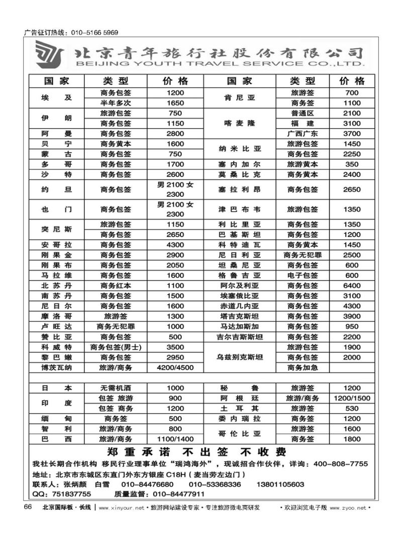 66北青旅签证部