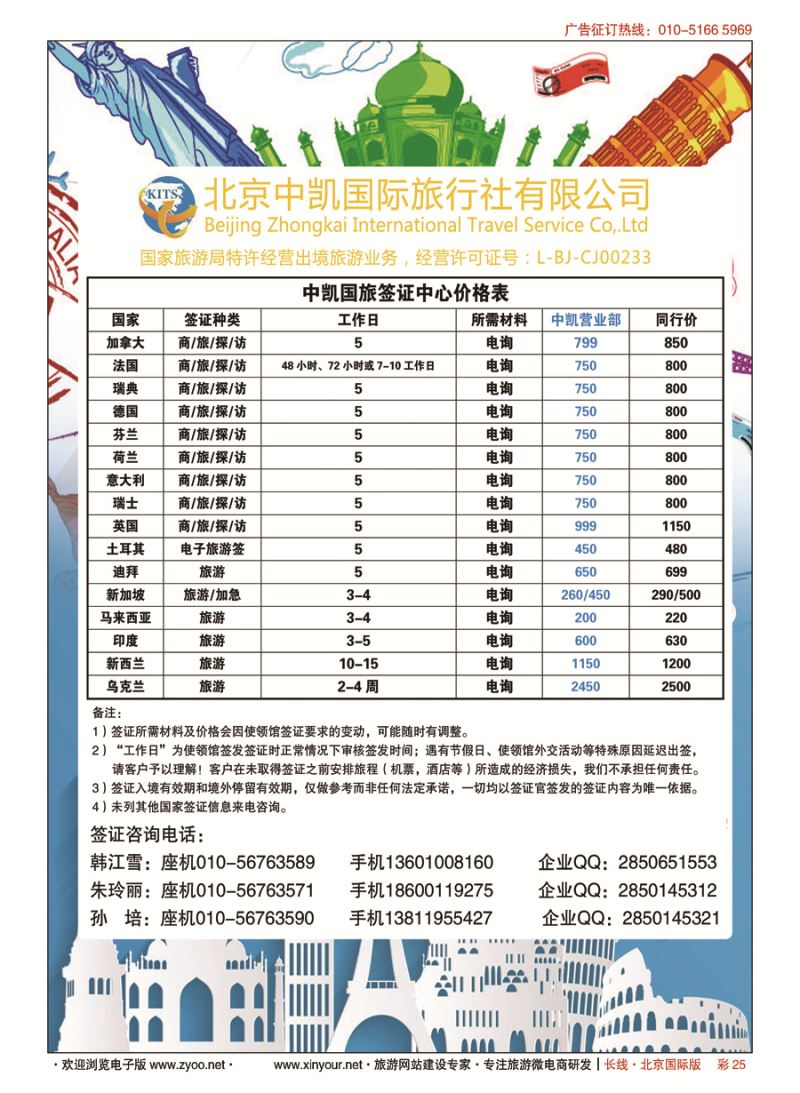 彩25中凯国旅总社签证