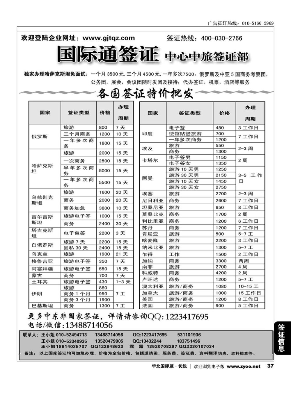 37国际通签证—中旅签证部